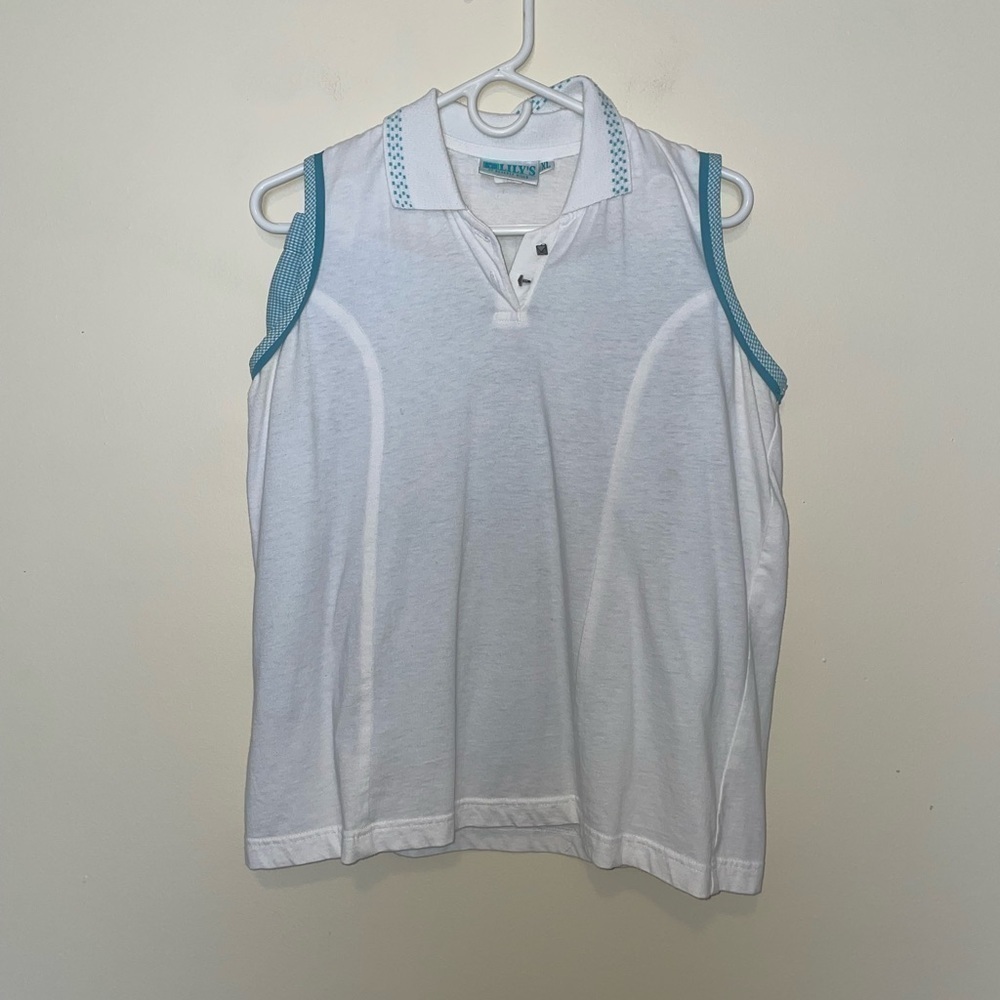 Lily’s of Beverly Hills Vintage Teal Plaid Tennis Set Top and Skirt Size Large